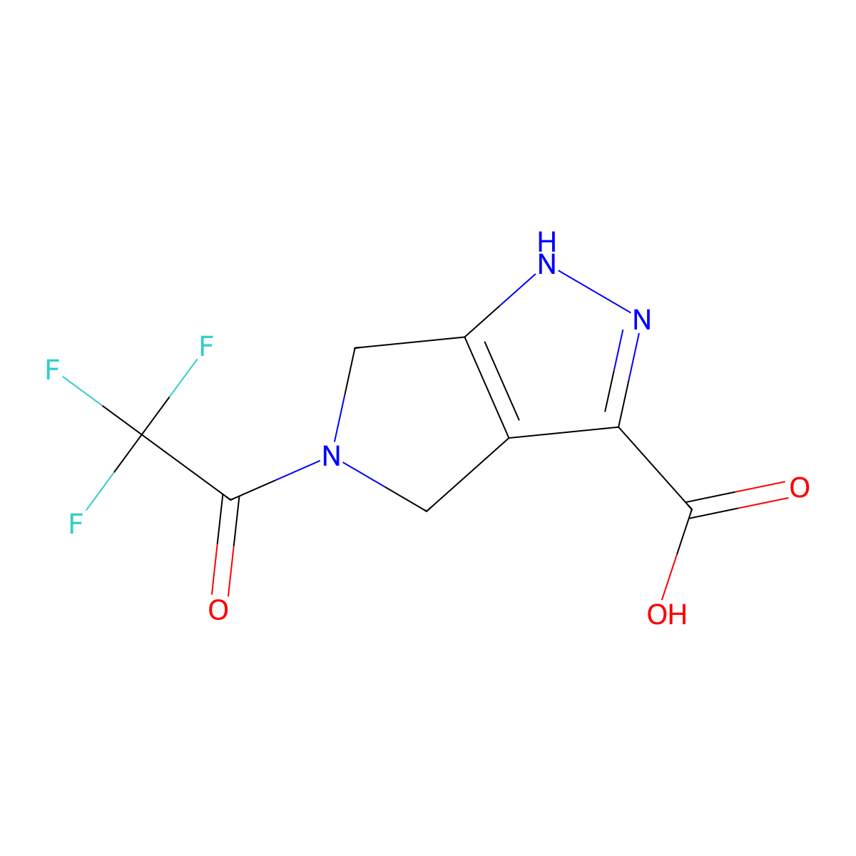 5-(2,2,2-trifluoroacetyl)-1H,4H,5H,6H-pyrrolo[3,4-c]pyrazole-3-carboxylic acid molecular structure, CAS 2870681-22-2