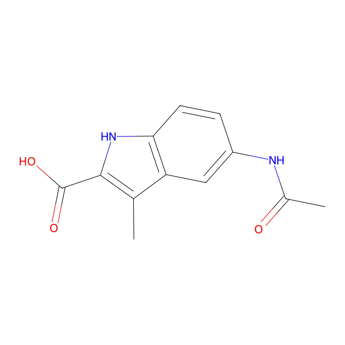 5-acetamido-3-methyl-1H-indole-2-carboxylic acid molecular structure, CAS 2870681-26-6