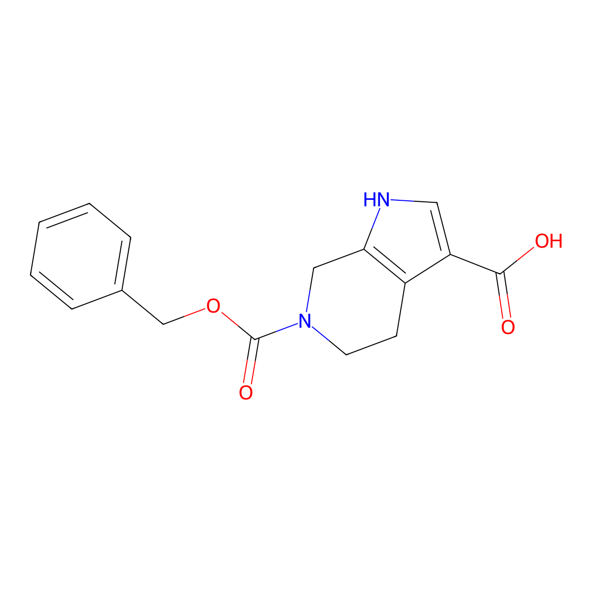 6-[(benzyloxy)carbonyl]-1H,4H,5H,6H,7H-pyrrolo[2,3-c]pyridine-3-carboxylic acid molecular structure, CAS 2870681-28-8