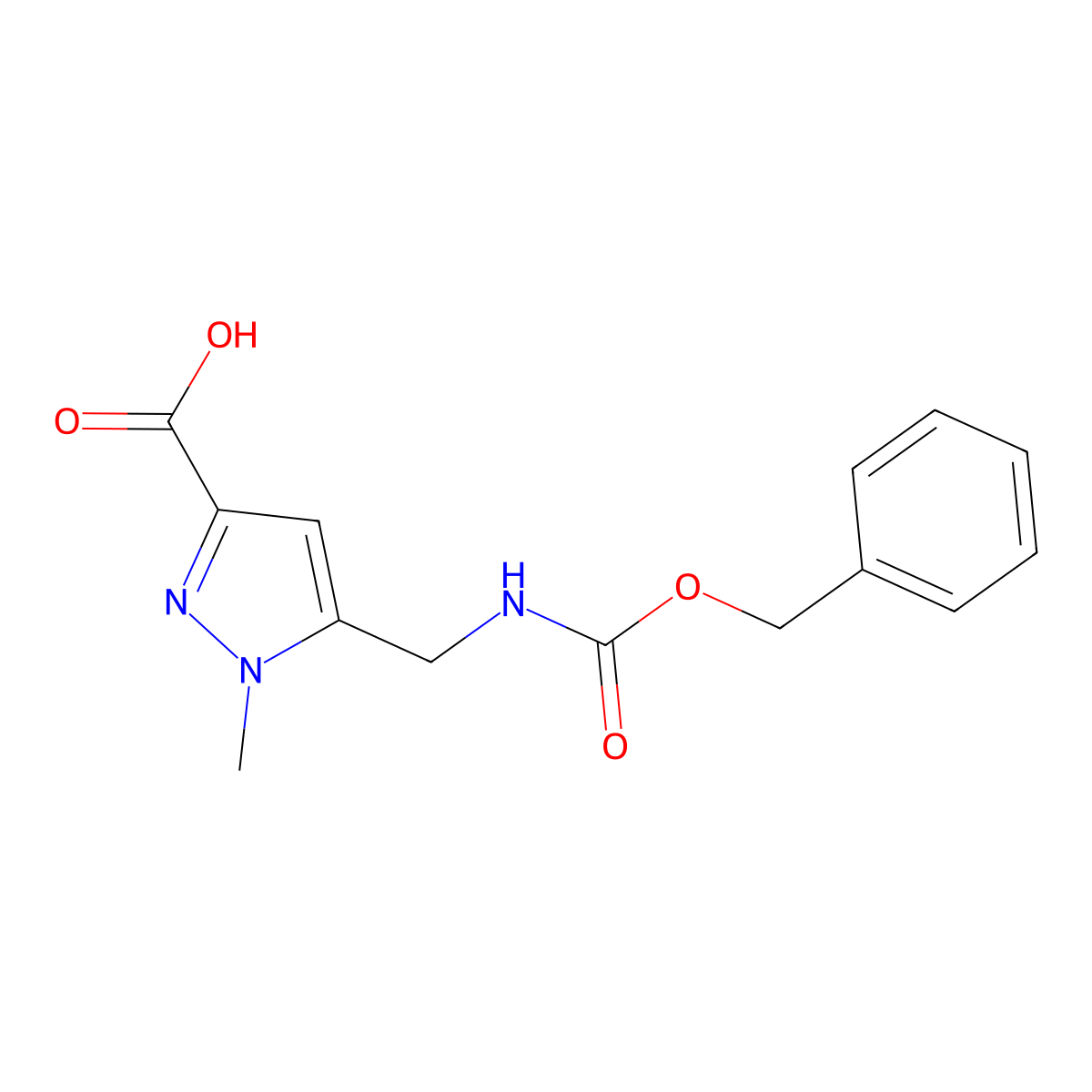 5-({[(benzyloxy)carbonyl]amino}methyl)-1-methyl-1H-pyrazole-3-carboxylic acid molecular structure, CAS 2870681-30-2
