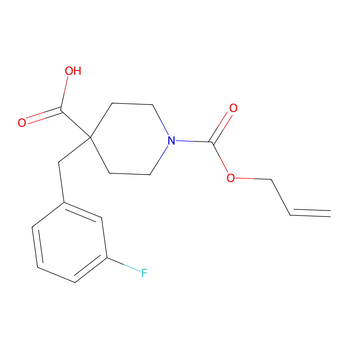 4-[(3-Fluorophenyl)methyl]-1-[(prop-2-en-1-yloxy)carbonyl]piperidine-4-carboxylic acid molecular structure, CAS 2870681-34-6