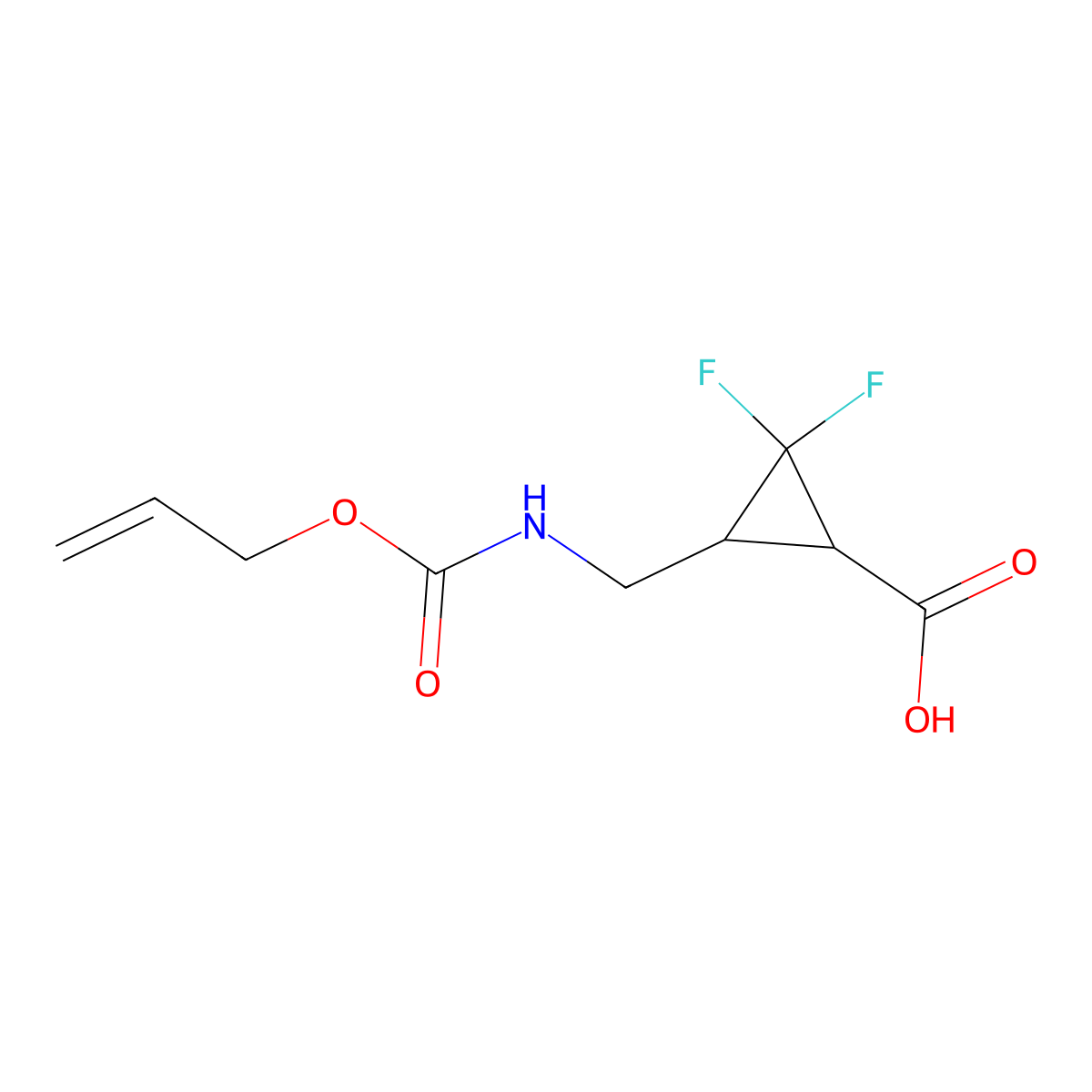 rac-(1R,3R)-2,2-difluoro-3-({[(prop-2-en-1-yloxy)carbonyl]amino}methyl)cyclopropane-1-carboxylic acid molecular structure, CAS 2870681-37-9