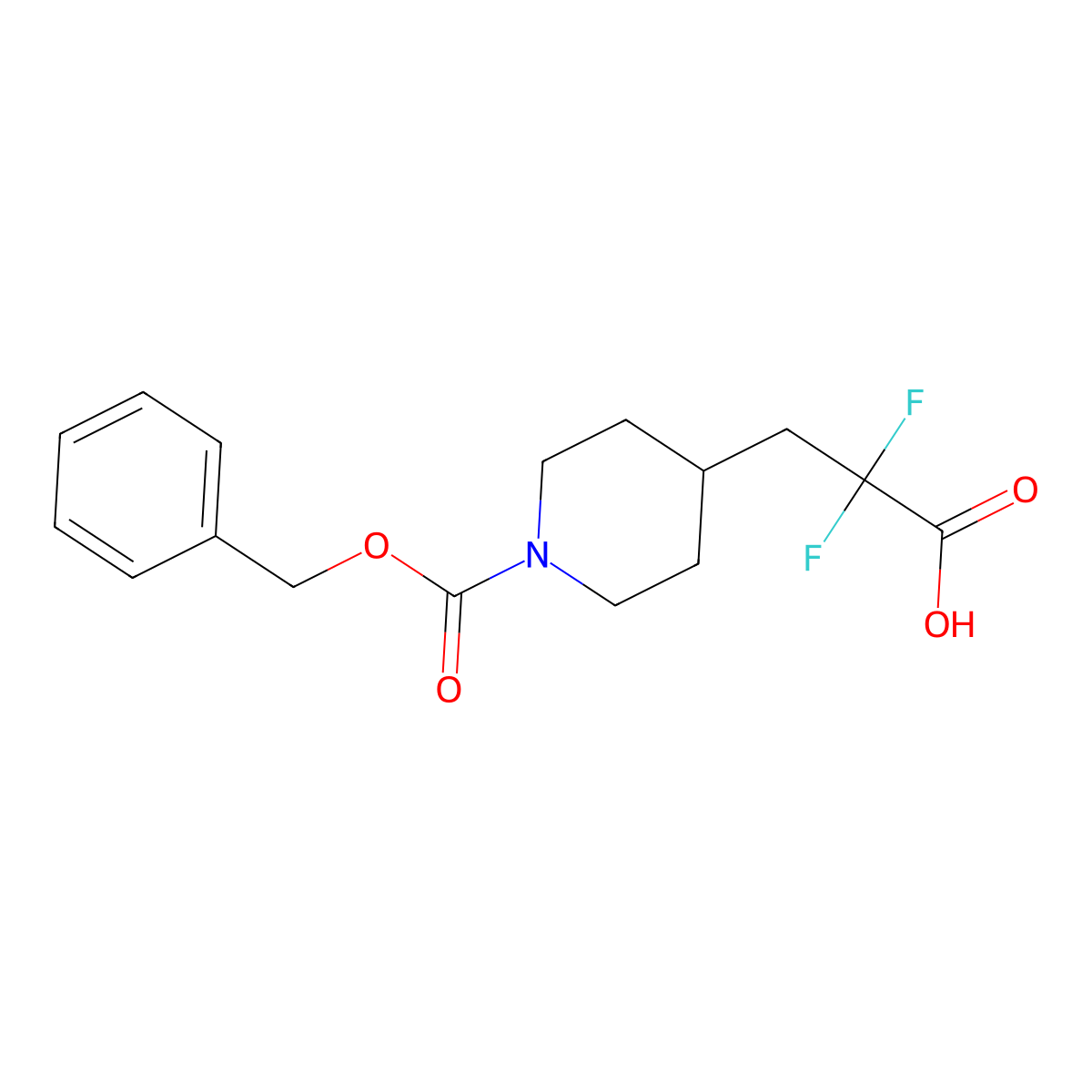 3-{1-[(Benzyloxy)carbonyl]piperidin-4-yl}-2,2-difluoropropanoic acid molecular structure, CAS 2870681-38-0