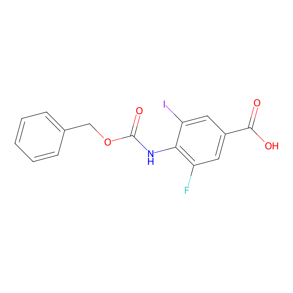 4-{[(Benzyloxy)carbonyl]amino}-3-fluoro-5-iodobenzoic acid molecular structure, CAS 2870681-40-4