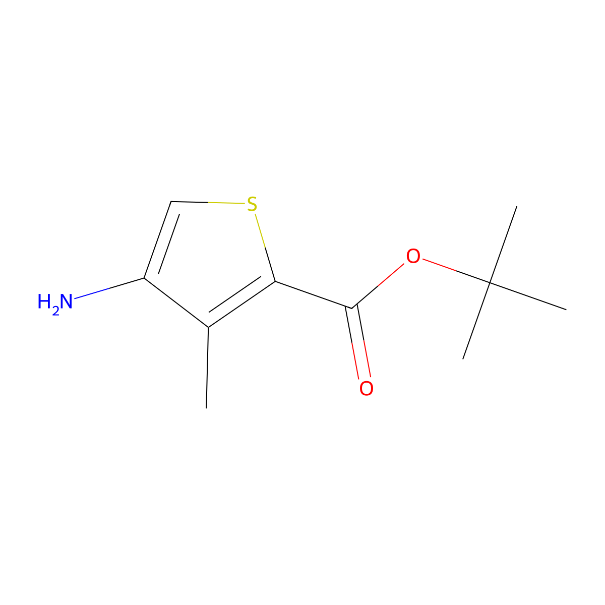Tert-butyl 4-amino-3-methylthiophene-2-carboxylate molecular structure, CAS 2870681-47-1