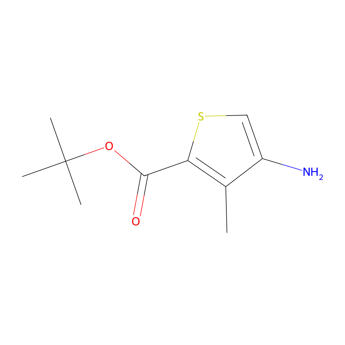 Tert-butyl 4-amino-3-methylthiophene-2-carboxylate molecular structure, CAS 2870681-47-1