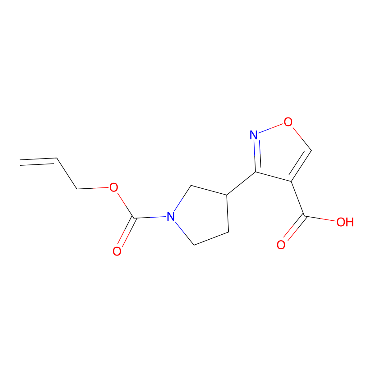3-{1-[(Prop-2-en-1-yloxy)carbonyl]pyrrolidin-3-yl}-1,2-oxazole-4-carboxylic acid molecular structure, CAS 2870681-50-6