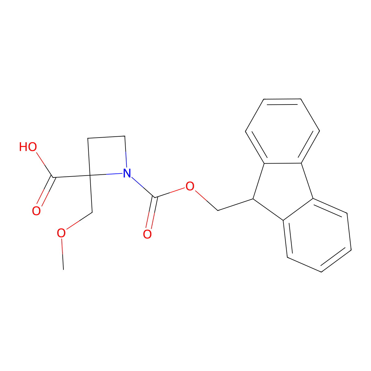 1-{[(9H-fluoren-9-yl)methoxy]carbonyl}-2-(methoxymethyl)azetidine-2-carboxylic acid molecular structure, CAS 2870681-53-9