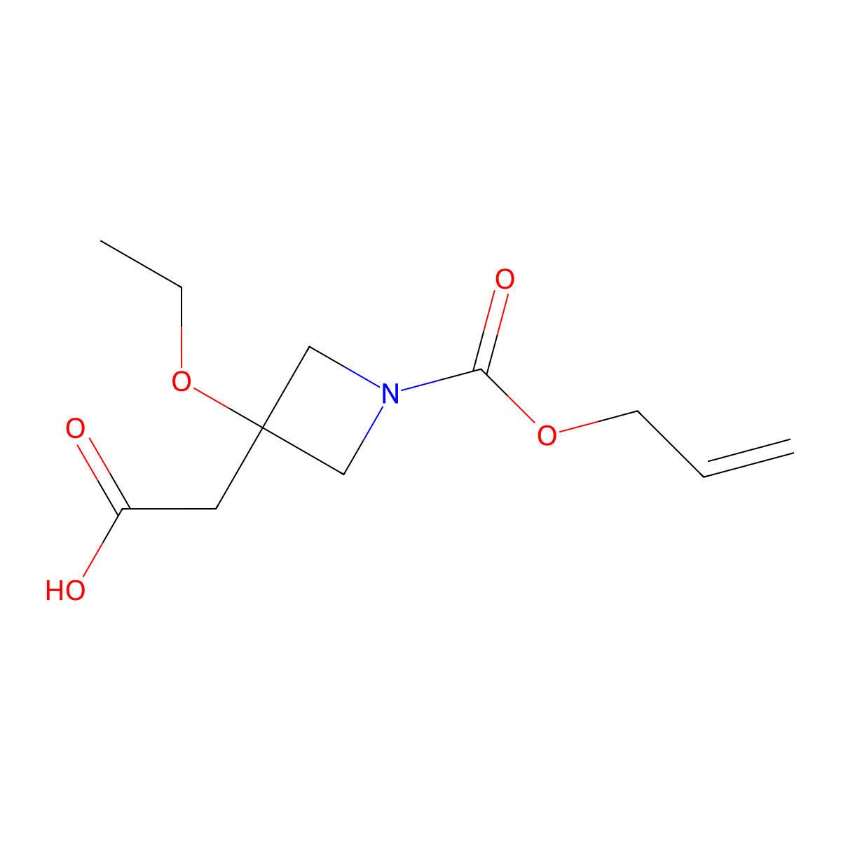 2-{3-Ethoxy-1-[(prop-2-en-1-yloxy)carbonyl]azetidin-3-yl}acetic acid molecular structure, CAS 2870681-58-4