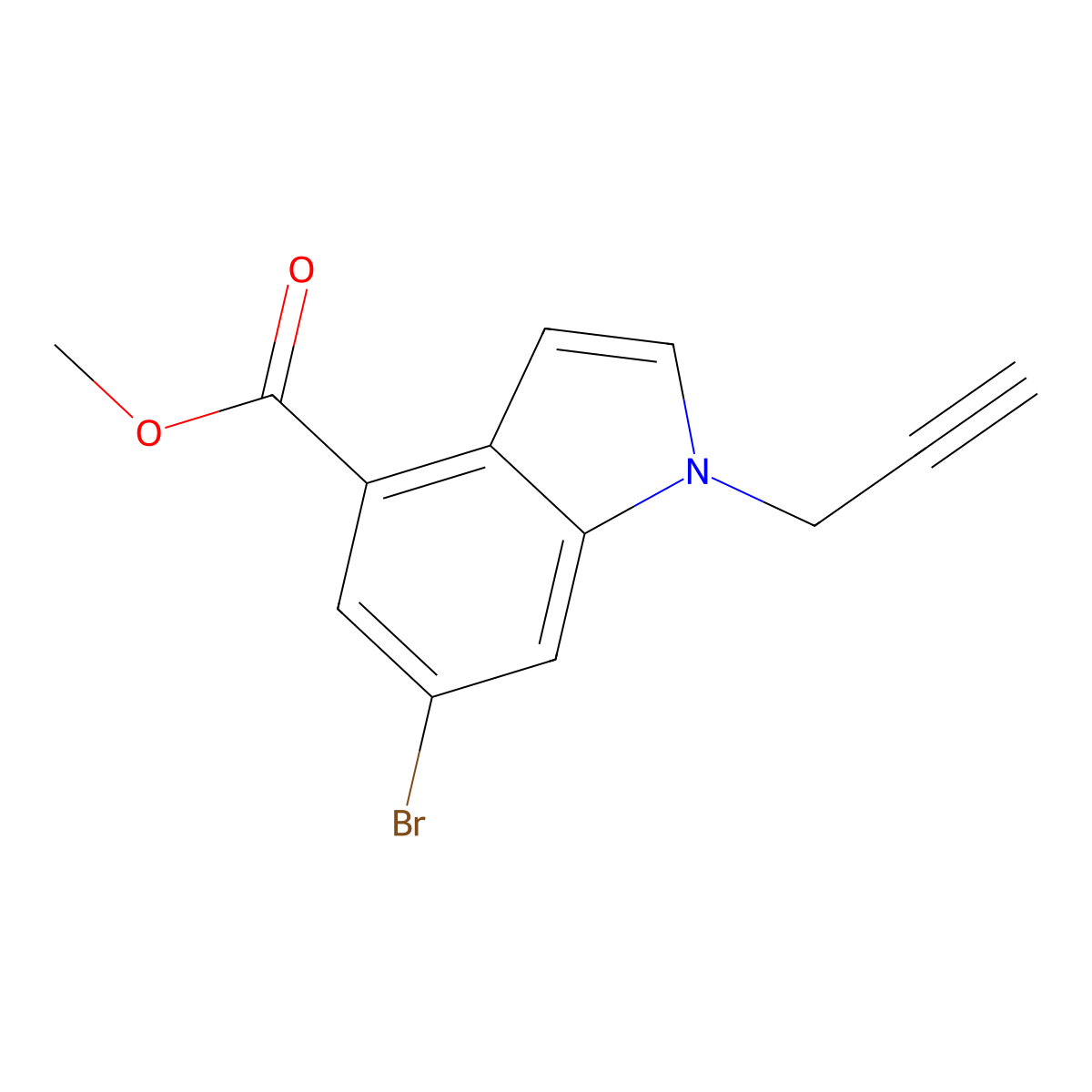 methyl 6-bromo-1-(prop-2-yn-1-yl)-1H-indole-4-carboxylate molecular structure, CAS 2870681-62-0