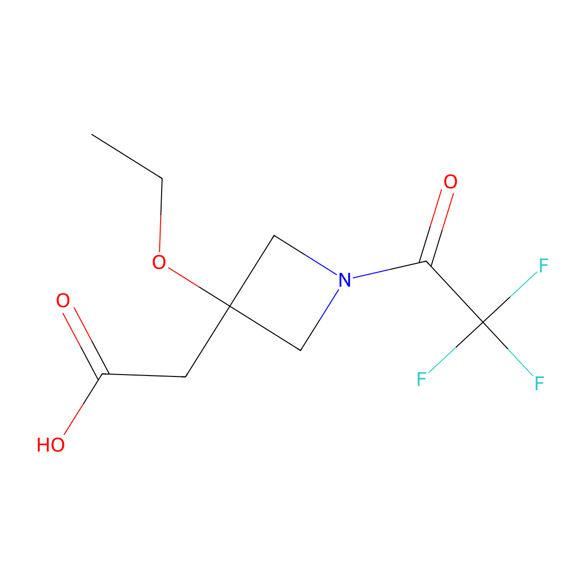 2-[3-Ethoxy-1-(2,2,2-trifluoroacetyl)azetidin-3-yl]acetic acid molecular structure, CAS 2870681-63-1