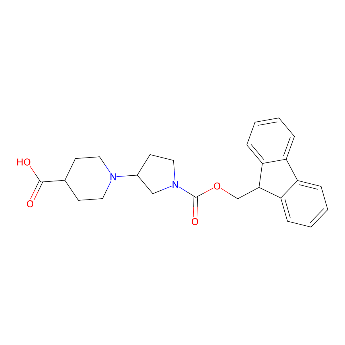 1-(1-{[(9H-fluoren-9-yl)methoxy]carbonyl}pyrrolidin-3-yl)piperidine-4-carboxylic acid molecular structure, CAS 2870681-70-0