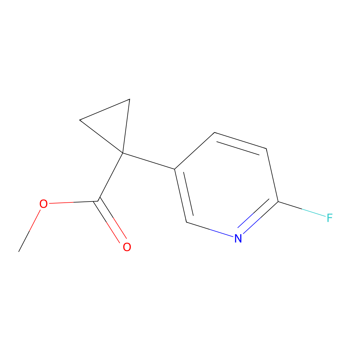 Methyl 1-(6-fluoropyridin-3-yl)cyclopropane-1-carboxylate molecular structure, CAS 2870681-76-6