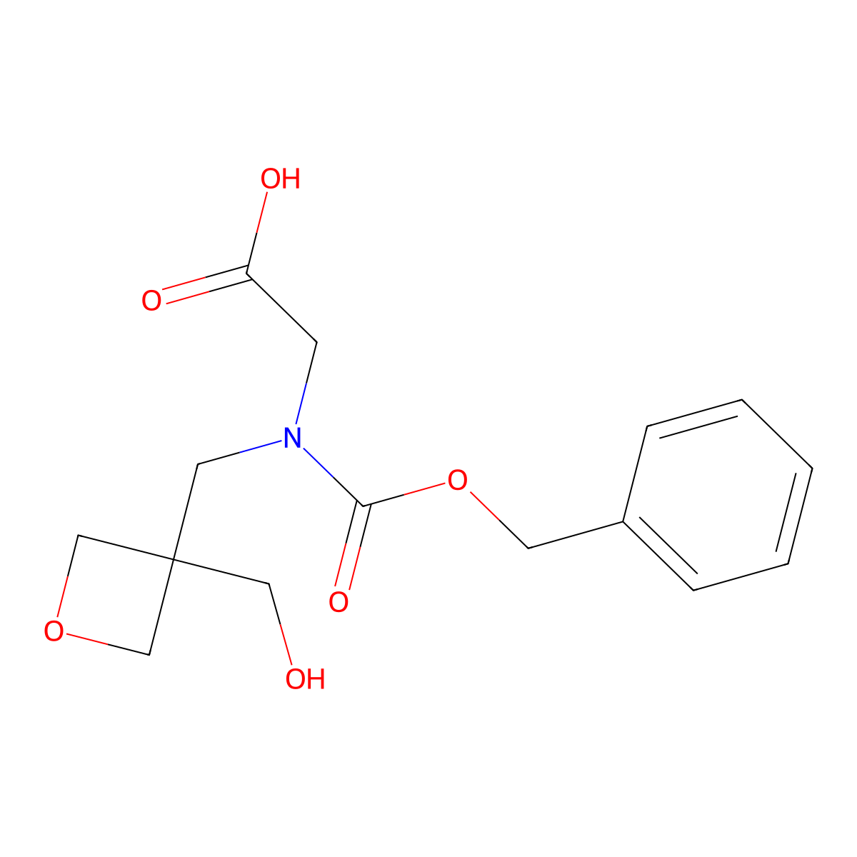 2-{[(Benzyloxy)carbonyl]({[3-(hydroxymethyl)oxetan-3-yl]methyl})amino}acetic acid molecular structure, CAS 2870681-80-2