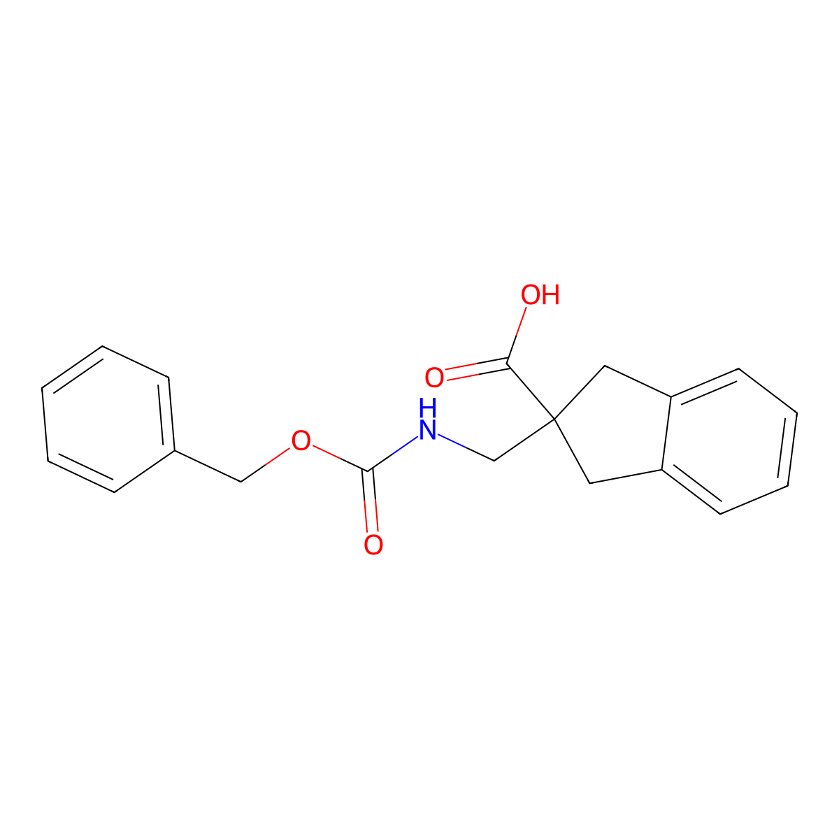 2-({[(benzyloxy)carbonyl]amino}methyl)-2,3-dihydro-1H-indene-2-carboxylic acid molecular structure, CAS 2870681-87-9
