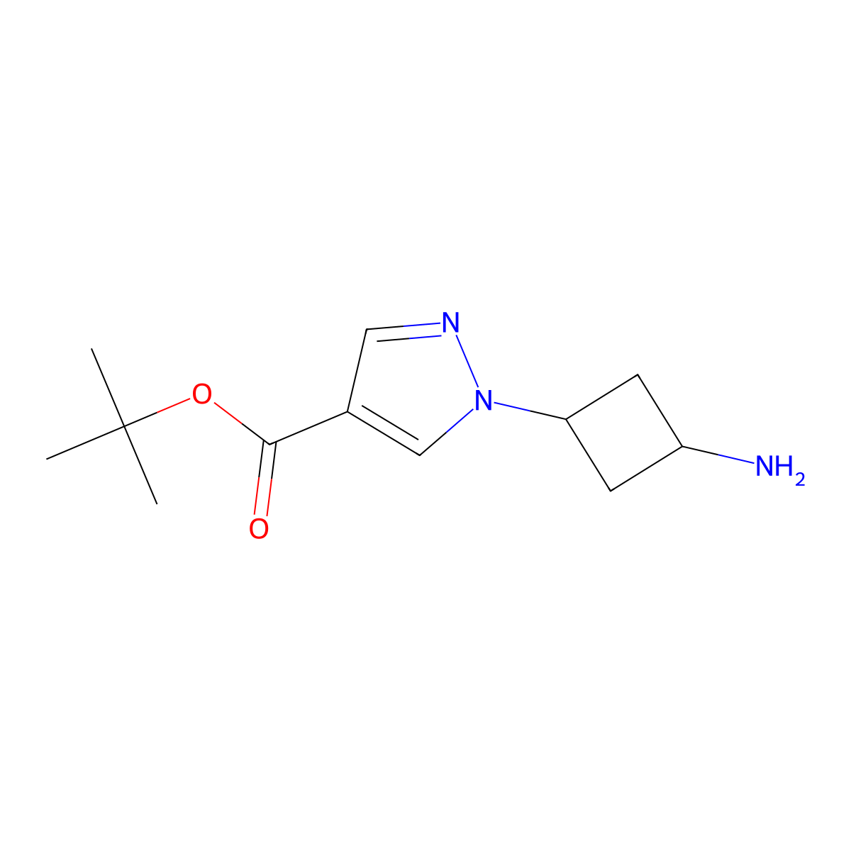 tert-butyl 1-(3-aminocyclobutyl)-1H-pyrazole-4-carboxylate molecular structure, CAS 2870681-89-1