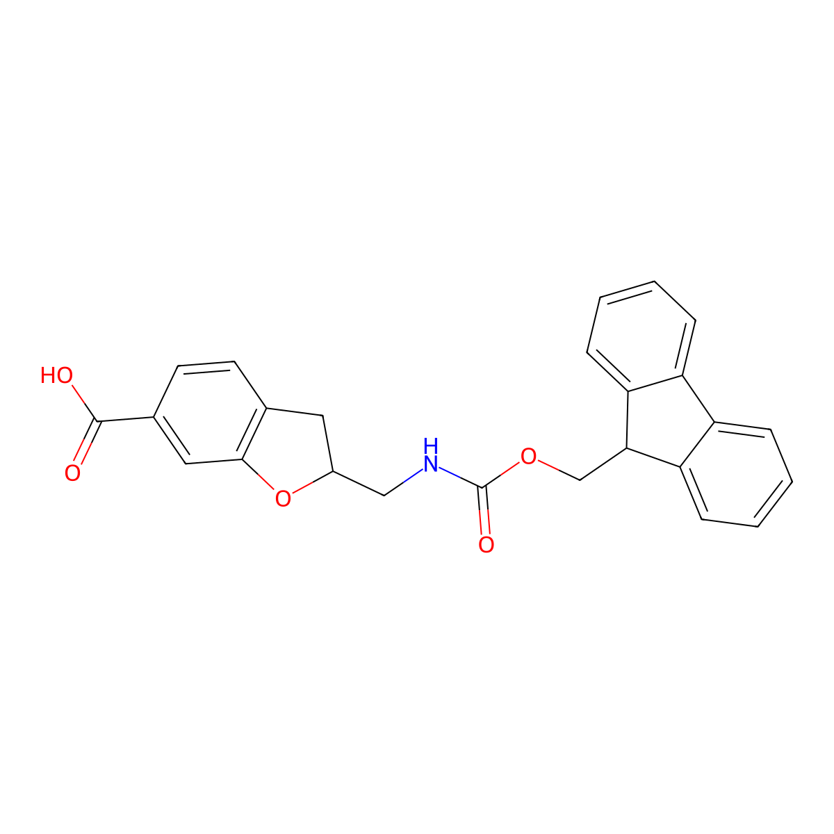 2-[({[(9H-fluoren-9-yl)methoxy]carbonyl}amino)methyl]-2,3-dihydro-1-benzofuran-6-carboxylic acid molecular structure, CAS 2870681-94-8