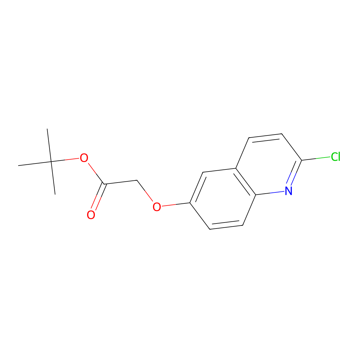Tert-butyl 2-[(2-chloroquinolin-6-yl)oxy]acetate molecular structure, CAS 2870681-96-0