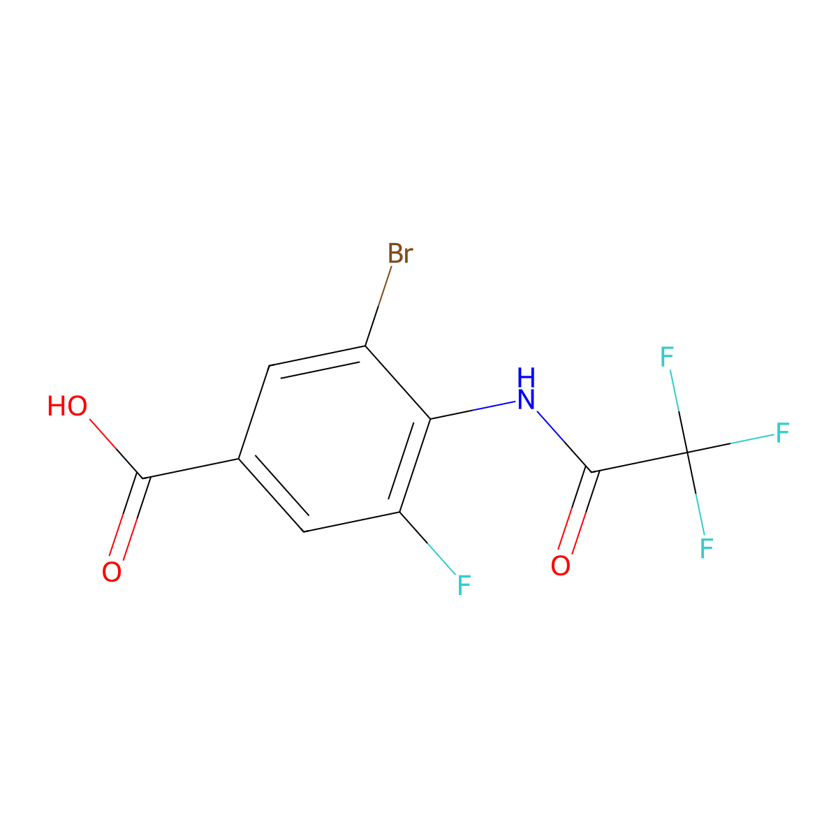 3-Bromo-5-fluoro-4-(2,2,2-trifluoroacetamido)benzoic acid molecular structure, CAS 2870681-97-1