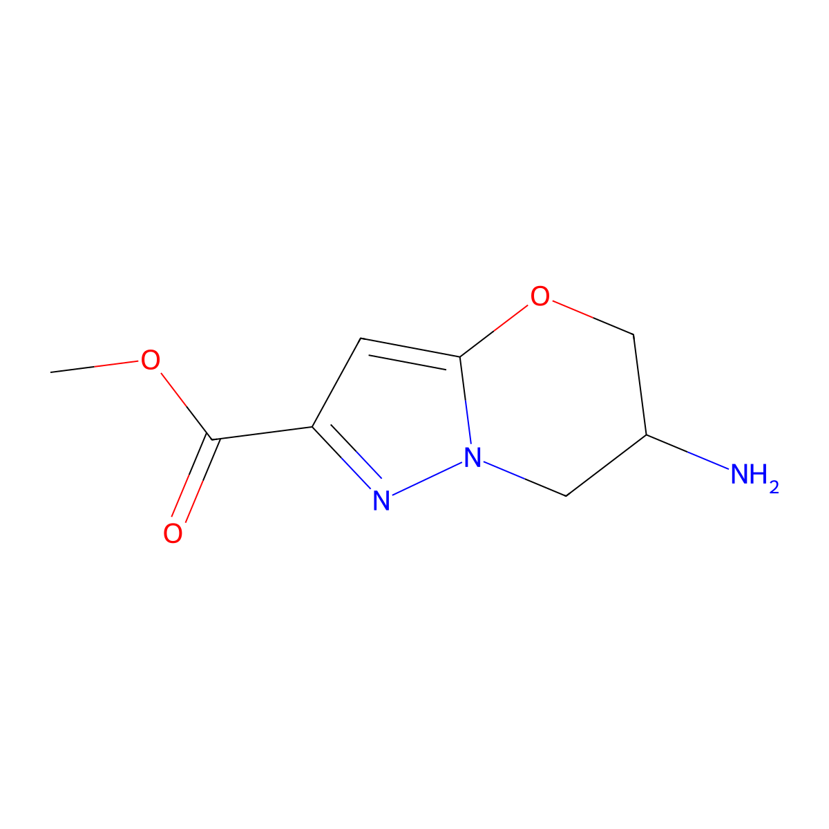 methyl 6-amino-5H,6H,7H-pyrazolo[3,2-b][1,3]oxazine-2-carboxylate molecular structure, CAS 2870681-99-3