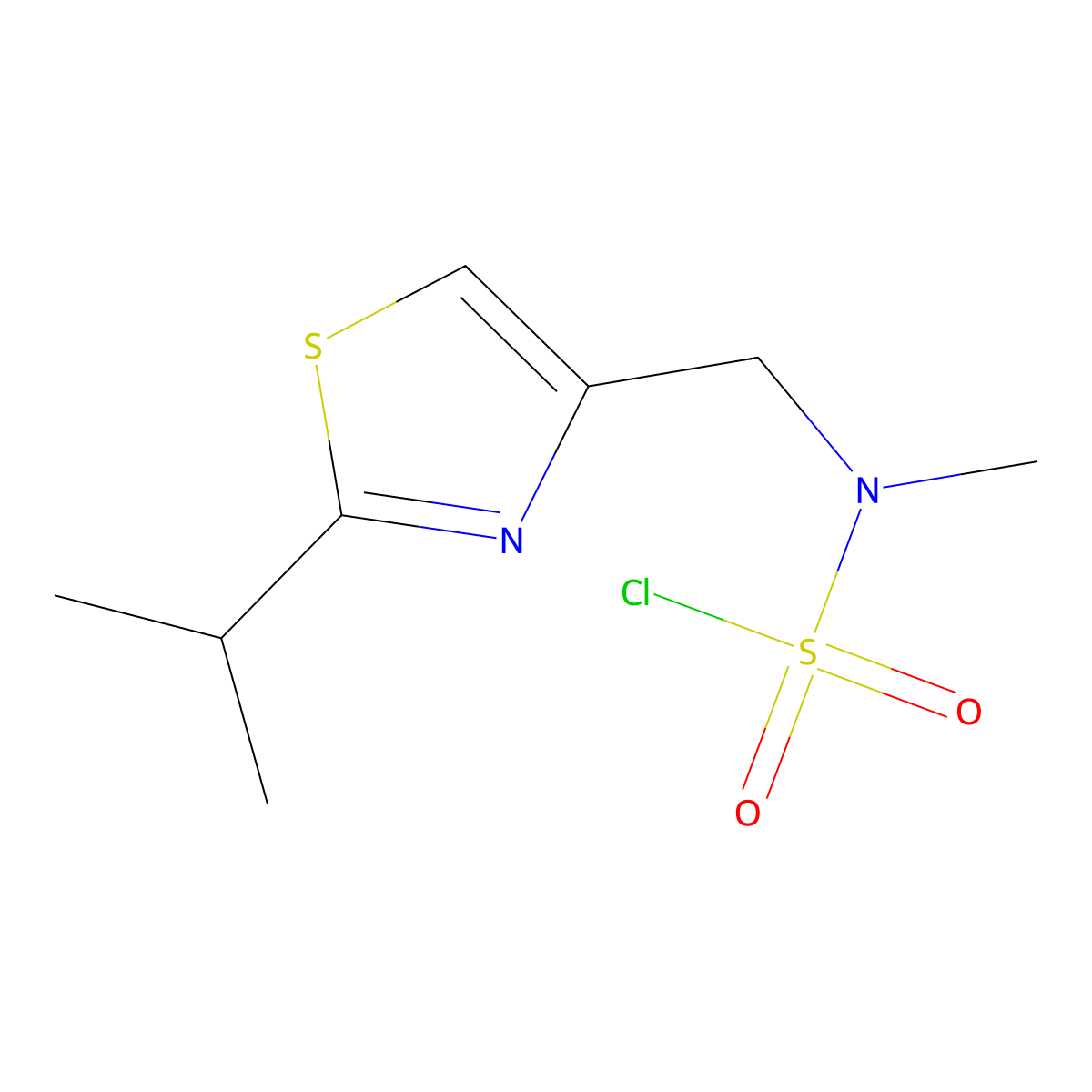 N-methyl-N-{[2-(propan-2-yl)-1,3-thiazol-4-yl]methyl}sulfamoyl chloride molecular structure, CAS 2870682-00-9