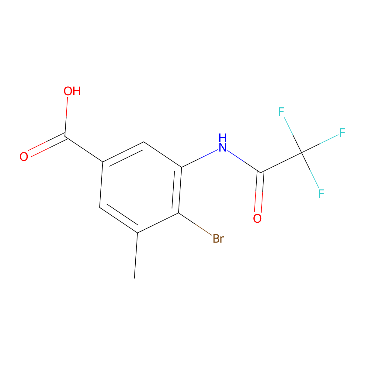 4-Bromo-3-methyl-5-(2,2,2-trifluoroacetamido)benzoic acid molecular structure, CAS 2870682-04-3