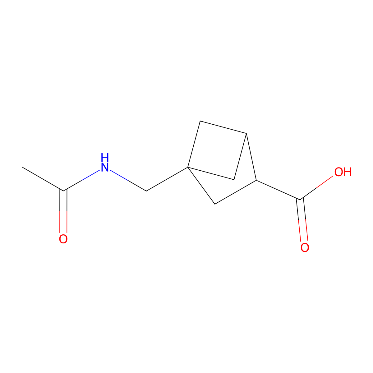 4-(Acetamidomethyl)bicyclo[2.1.1]hexane-2-carboxylic acid molecular structure, CAS 2870682-08-7