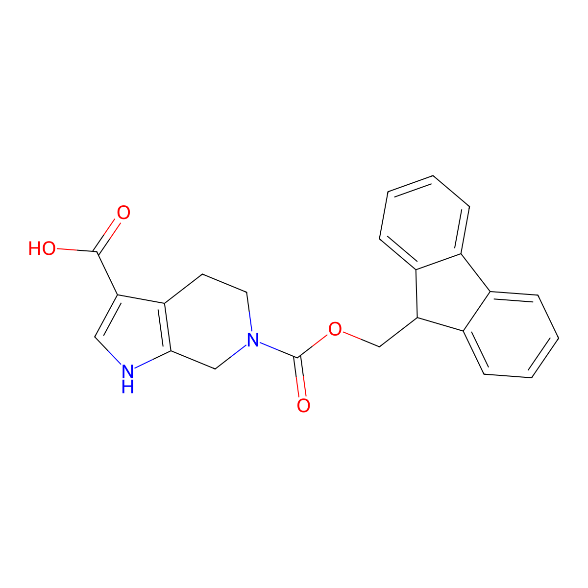 6-{[(9H-fluoren-9-yl)methoxy]carbonyl}-1H,4H,5H,6H,7H-pyrrolo[2,3-c]pyridine-3-carboxylic acid molecular structure, CAS 2870682-12-3