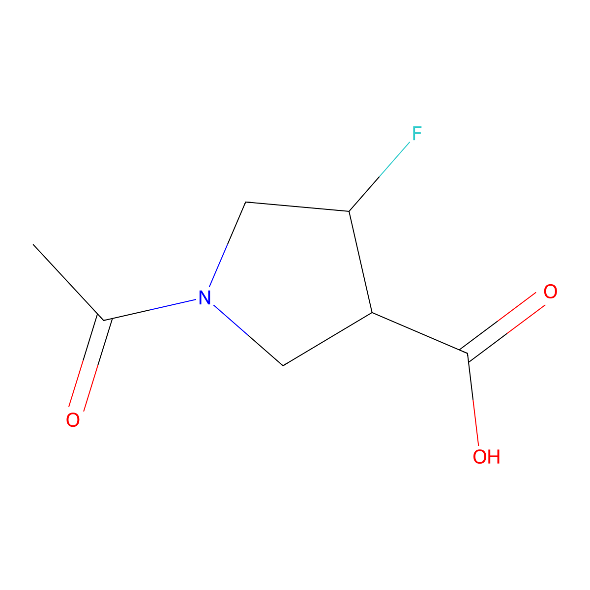 rac-(3R,4R)-1-acetyl-4-fluoropyrrolidine-3-carboxylic acid molecular structure, CAS 2870682-17-8