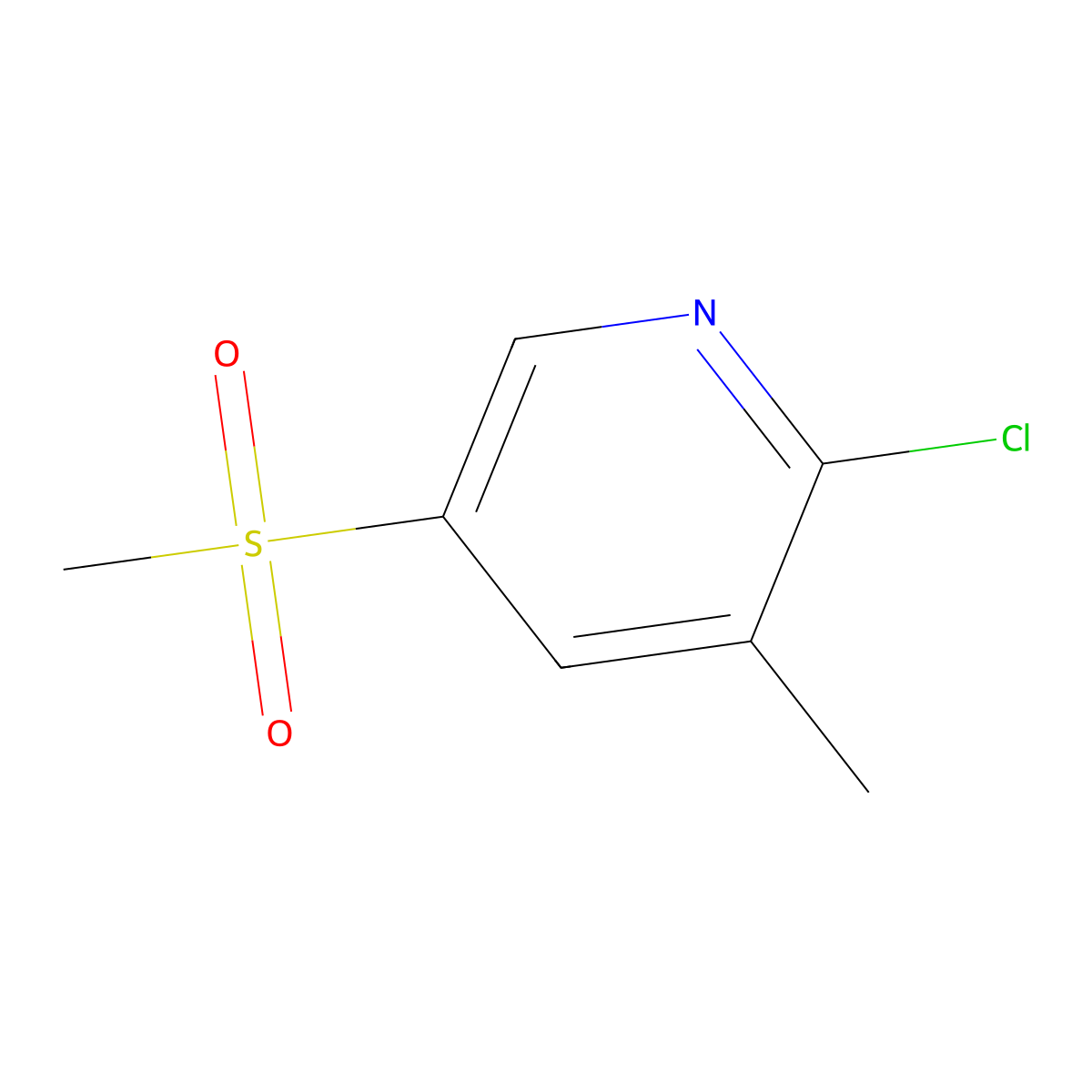 2-Chloro-5-methanesulfonyl-3-methylpyridine molecular structure, CAS 2870682-28-1
