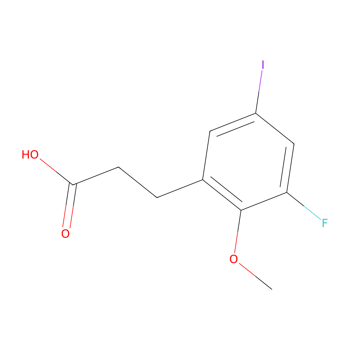 3-(3-Fluoro-5-iodo-2-methoxyphenyl)propanoic acid molecular structure, CAS 2870688-86-9