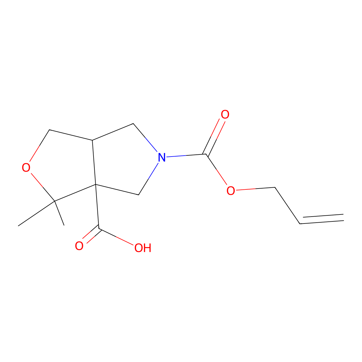 rac-(3aR,6aR)-3,3-dimethyl-5-[(prop-2-en-1-yloxy)carbonyl]-hexahydro-1H-furo[3,4-c]pyrrole-3a-carboxylic acid molecular structure, CAS 2870688-92-7