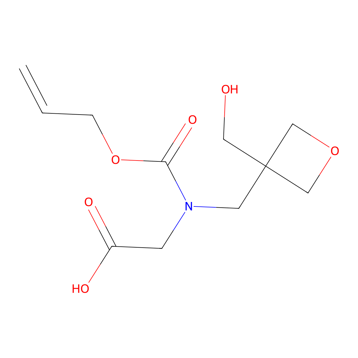 2-({[3-(Hydroxymethyl)oxetan-3-yl]methyl}[(prop-2-en-1-yloxy)carbonyl]amino)acetic acid molecular structure, CAS 2870688-96-1
