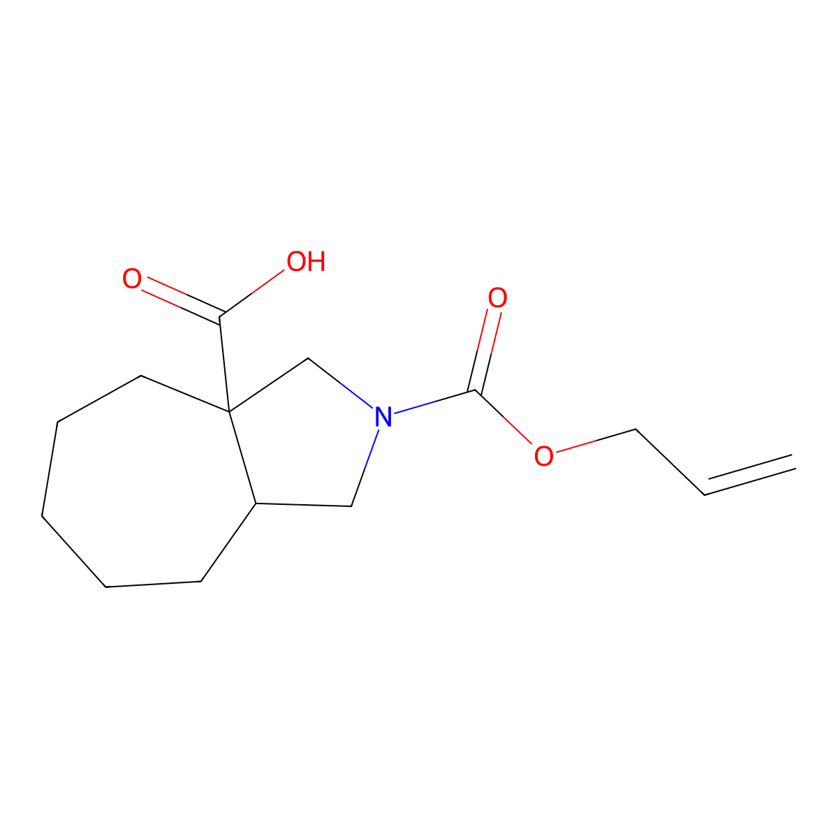 rac-(3aR,8aR)-2-[(prop-2-en-1-yloxy)carbonyl]-decahydrocyclohepta[c]pyrrole-3a-carboxylic acid molecular structure, CAS 2870688-99-4