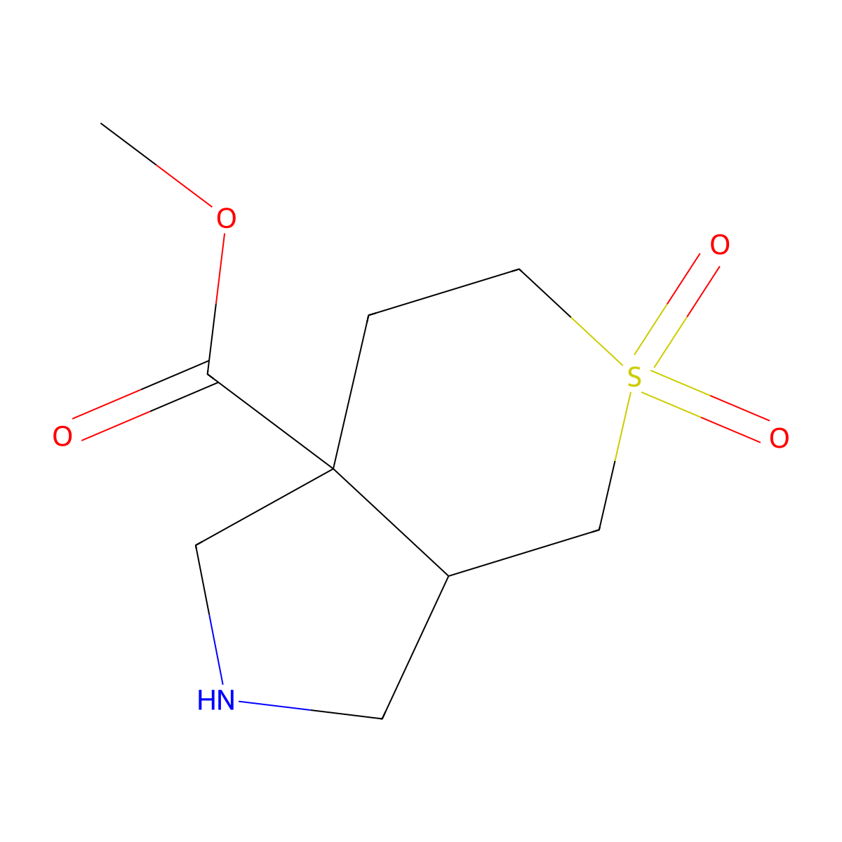 rac-methyl (3aR,7aR)-5,5-dioxo-octahydro-5lambda6-thiopyrano[3,4-c]pyrrole-7a-carboxylate molecular structure, CAS 2870689-01-1