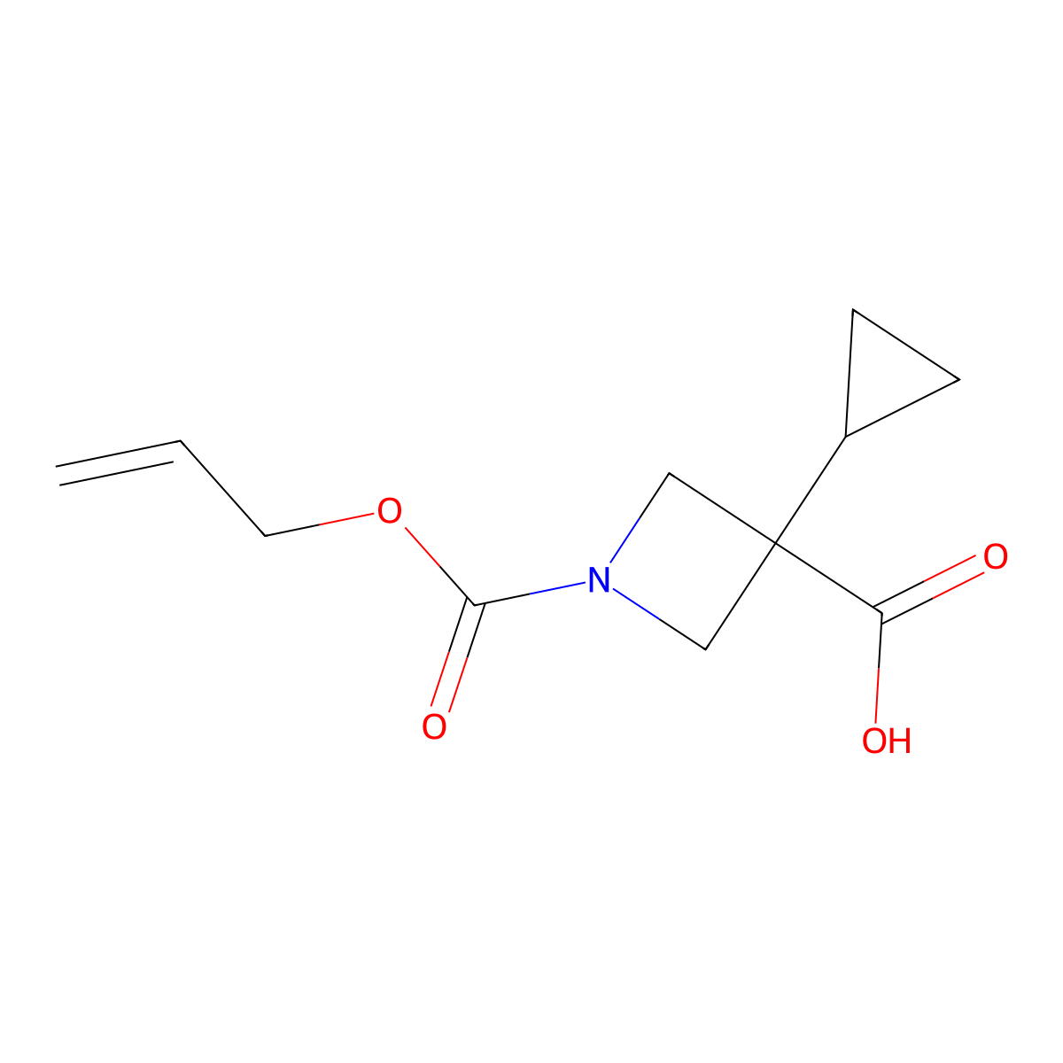 3-Cyclopropyl-1-[(prop-2-en-1-yloxy)carbonyl]azetidine-3-carboxylic acid molecular structure, CAS 2870689-07-7