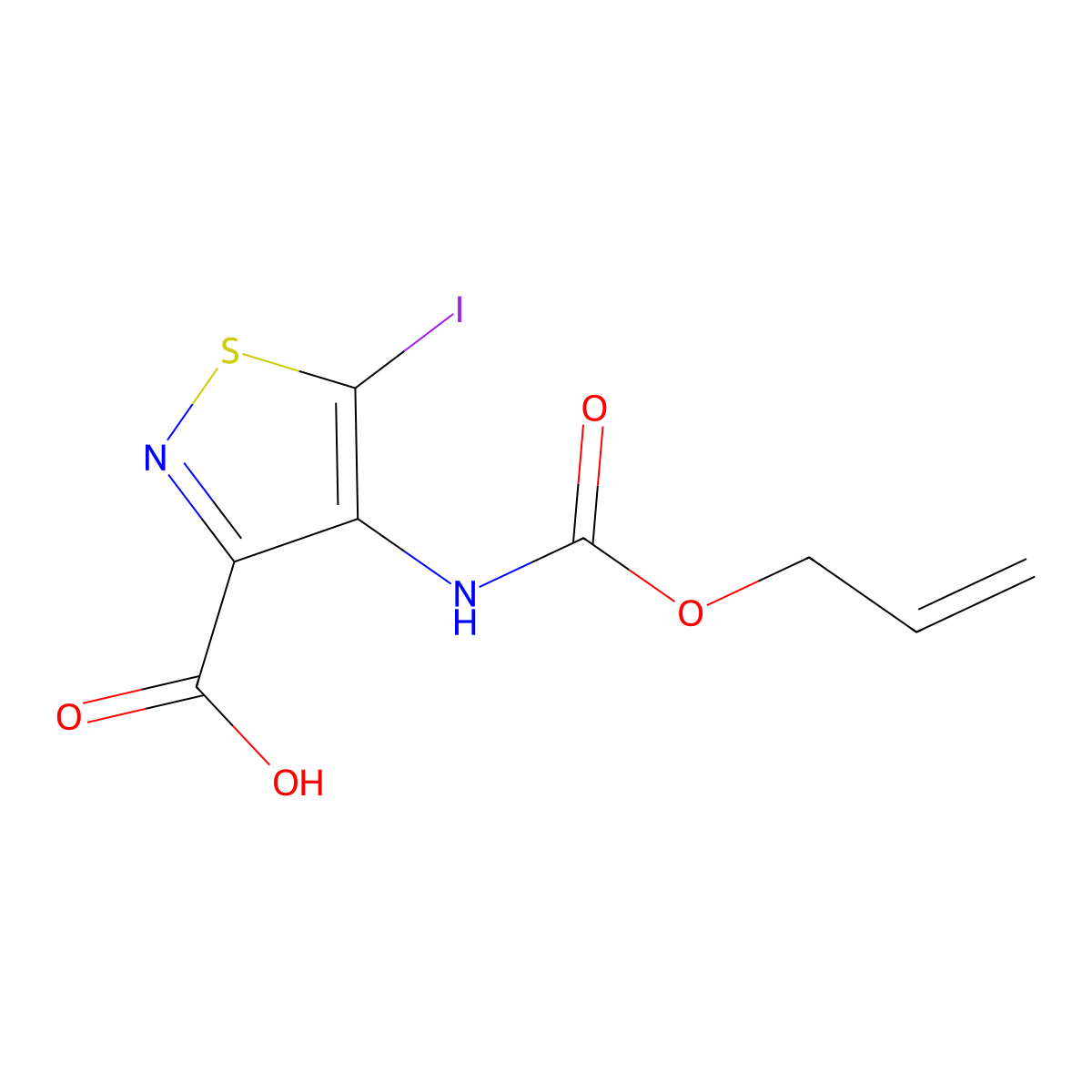 5-Iodo-4-{[(prop-2-en-1-yloxy)carbonyl]amino}-1,2-thiazole-3-carboxylic acid molecular structure, CAS 2870689-12-4