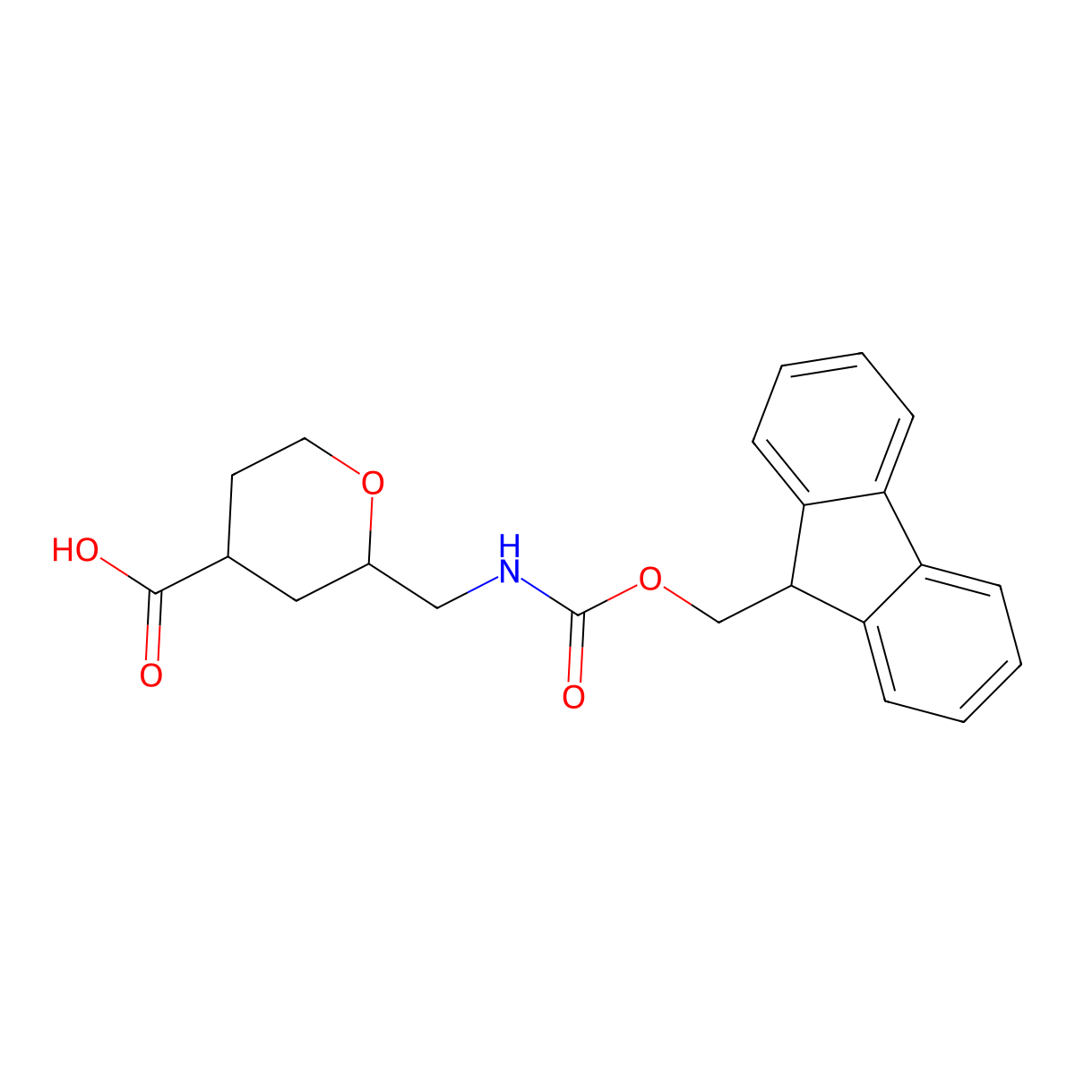 rac-(2R,4S)-2-[({[(9H-fluoren-9-yl)methoxy]carbonyl}amino)methyl]oxane-4-carboxylic acid molecular structure, CAS 2870689-20-4