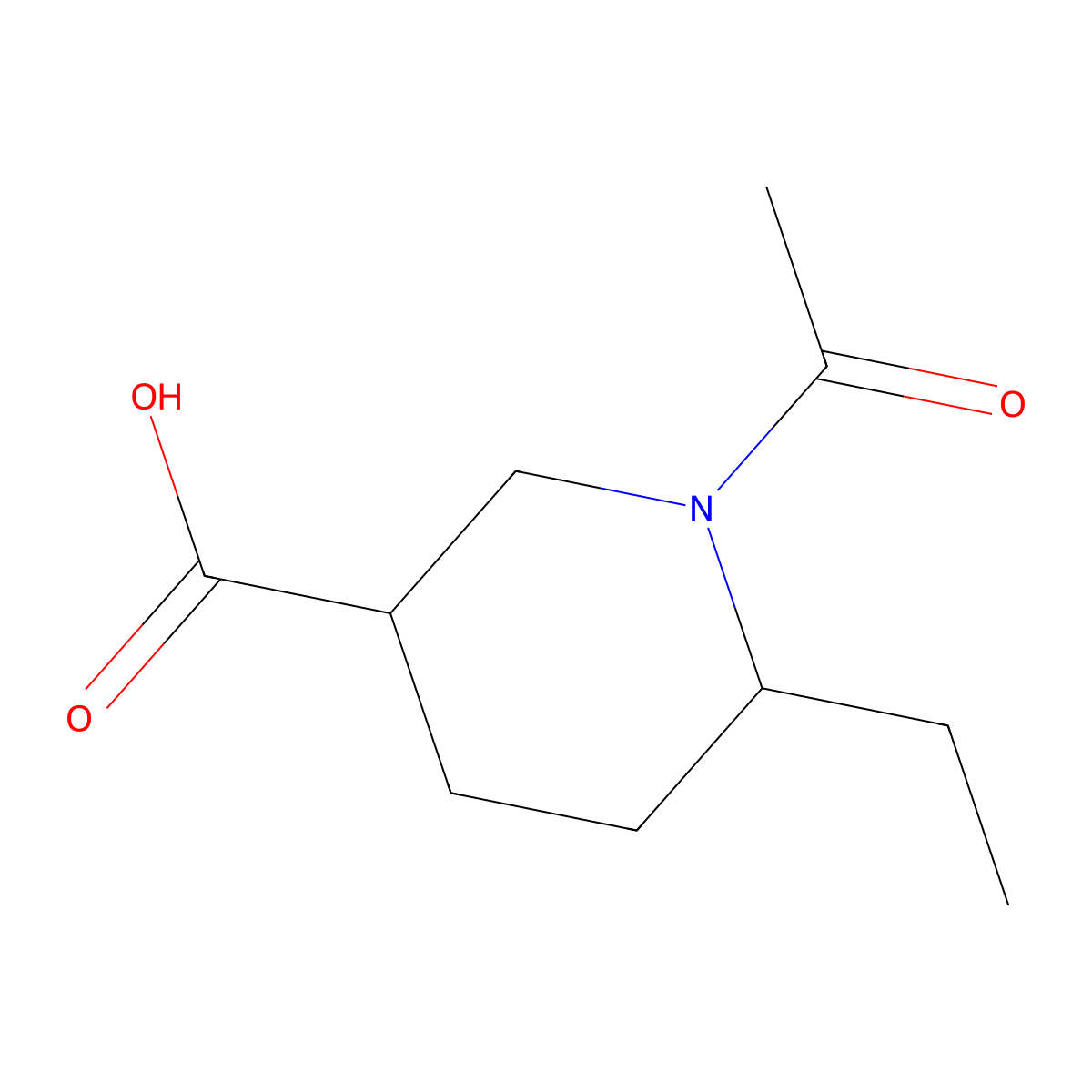 1-Acetyl-6-ethylpiperidine-3-carboxylic acid molecular structure, CAS 2870689-25-9