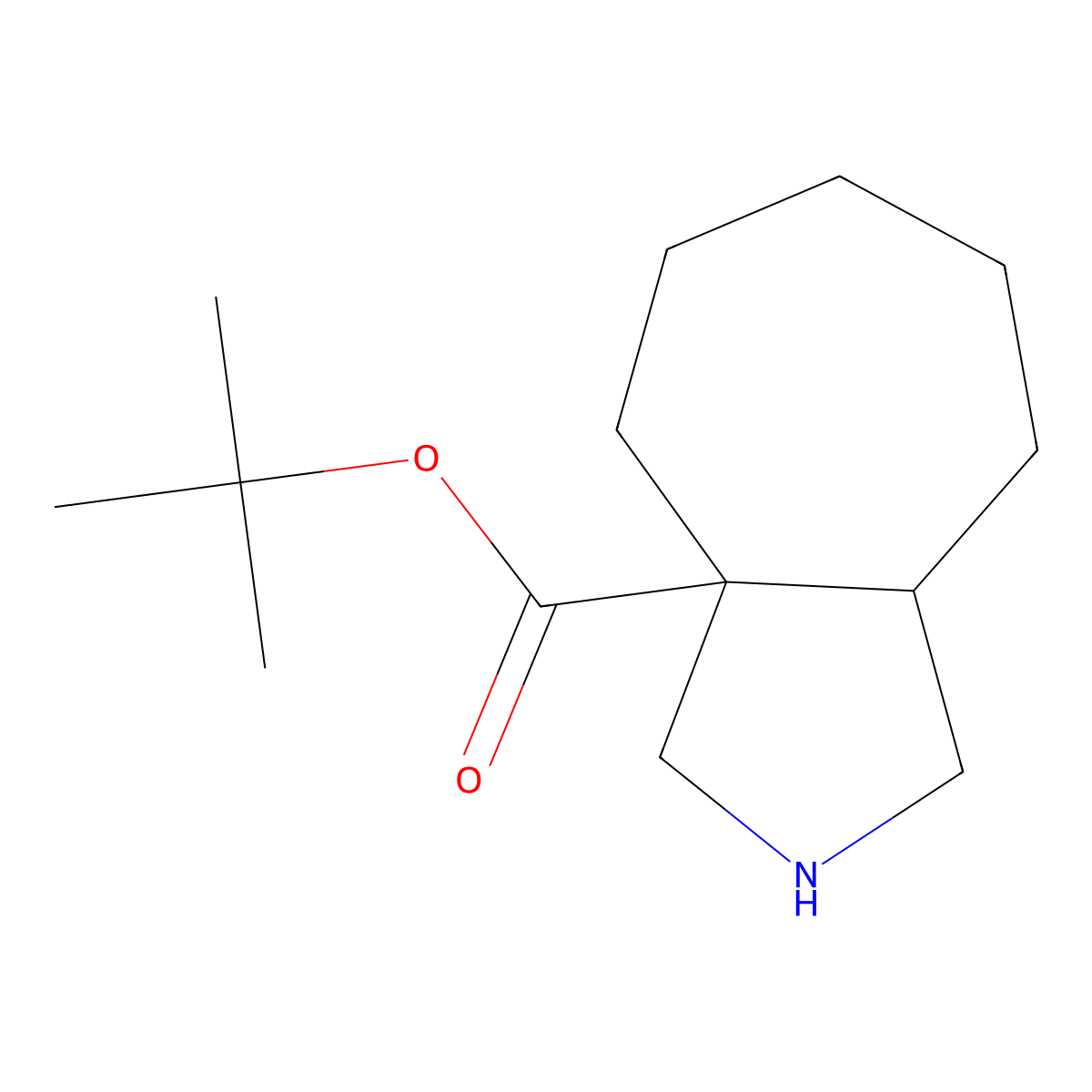 rac-tert-butyl (3aR,8aR)-decahydrocyclohepta[c]pyrrole-3a-carboxylate molecular structure, CAS 2870689-26-0