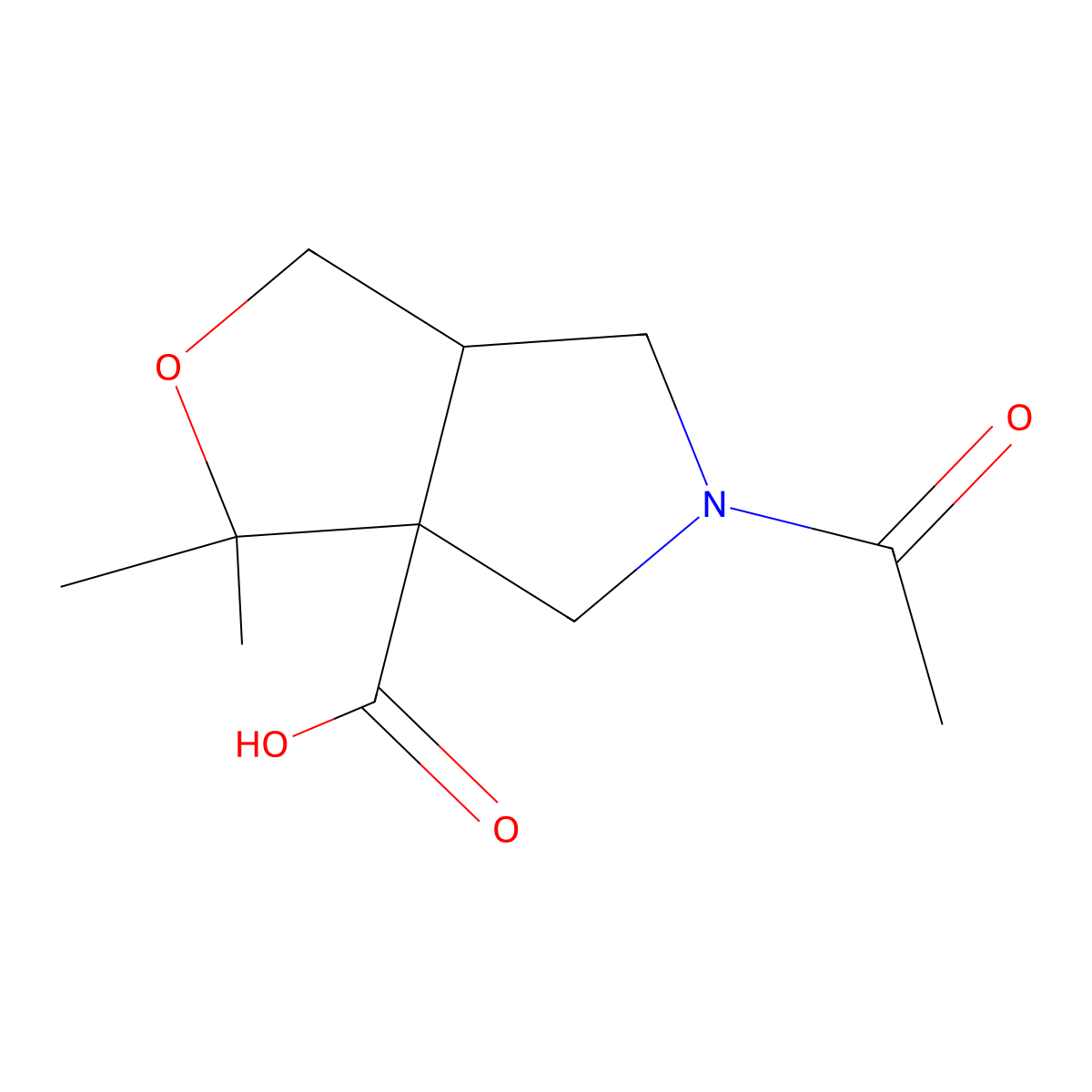 rac-(3aR,6aR)-5-acetyl-3,3-dimethyl-hexahydro-1H-furo[3,4-c]pyrrole-3a-carboxylic acid molecular structure, CAS 2870689-28-2