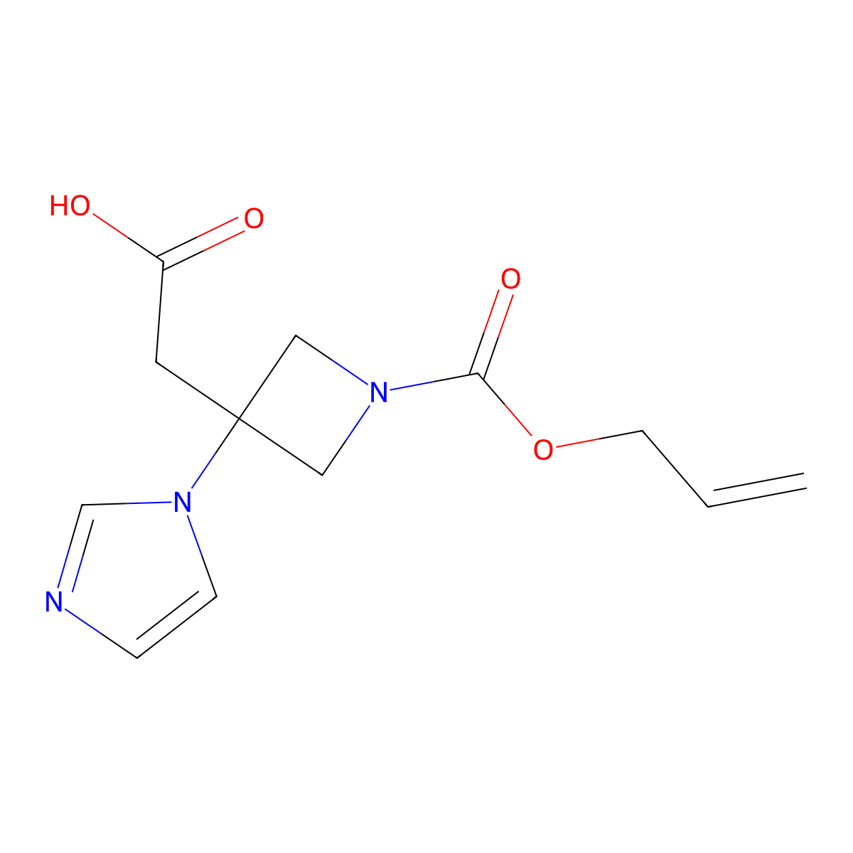 2-[3-(1H-imidazol-1-yl)-1-[(prop-2-en-1-yloxy)carbonyl]azetidin-3-yl]acetic acid molecular structure, CAS 2870689-29-3