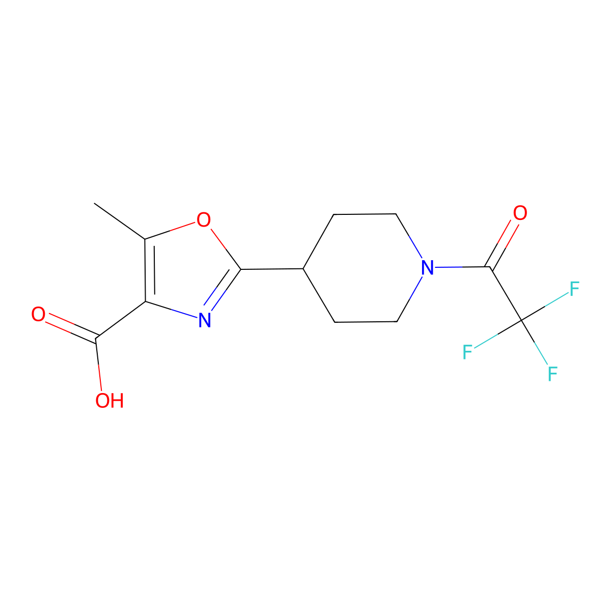 5-Methyl-2-[1-(2,2,2-trifluoroacetyl)piperidin-4-yl]-1,3-oxazole-4-carboxylic acid molecular structure, CAS 2870689-33-9