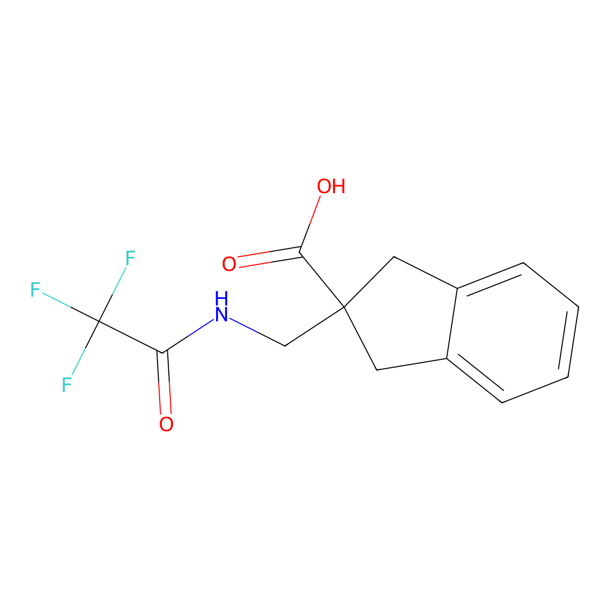 2-[(2,2,2-trifluoroacetamido)methyl]-2,3-dihydro-1H-indene-2-carboxylic acid molecular structure, CAS 2870689-34-0