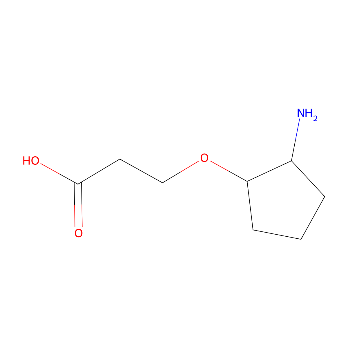 rac-3-{[(1R,2R)-2-aminocyclopentyl]oxy}propanoic acid molecular structure, CAS 2870689-35-1