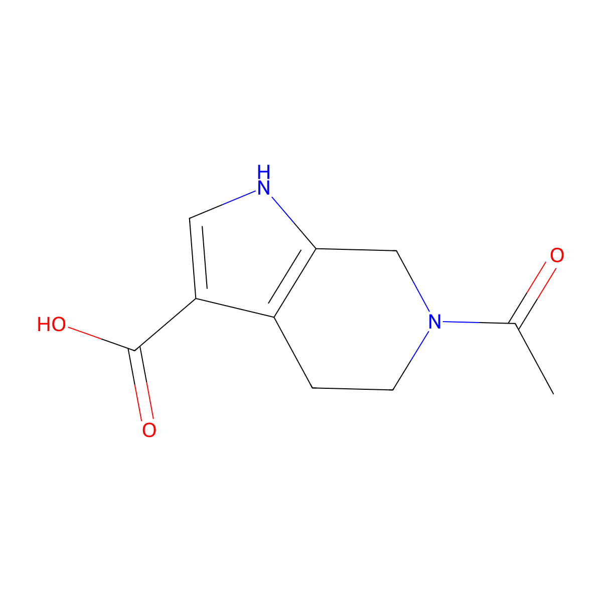 6-acetyl-1H,4H,5H,6H,7H-pyrrolo[2,3-c]pyridine-3-carboxylic acid molecular structure, CAS 2870689-38-4