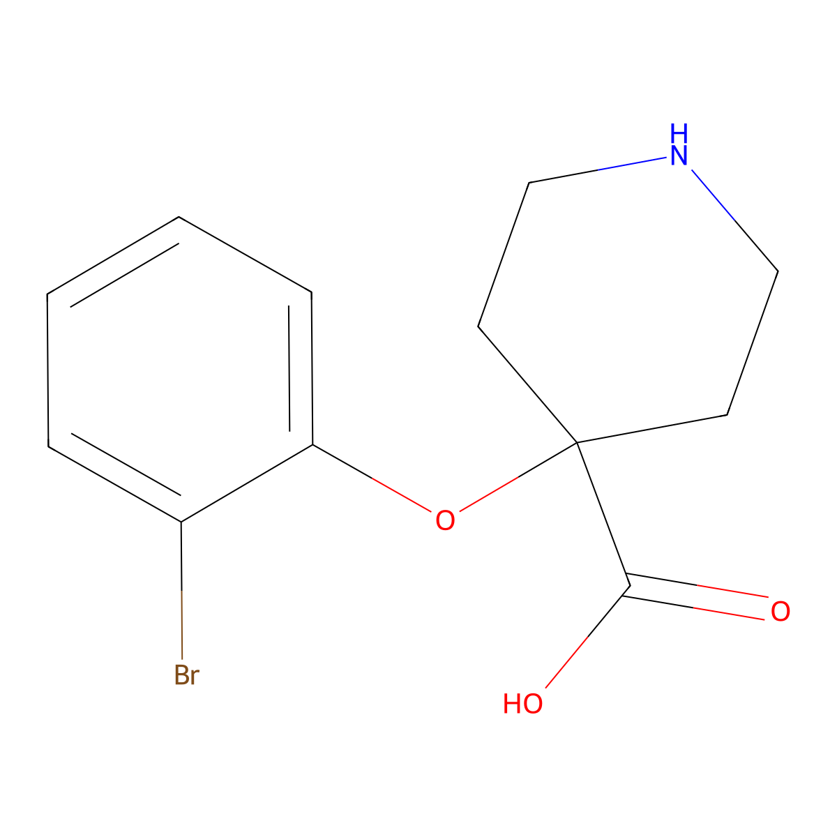 4-(2-Bromophenoxy)piperidine-4-carboxylic acid molecular structure, CAS 2870689-39-5