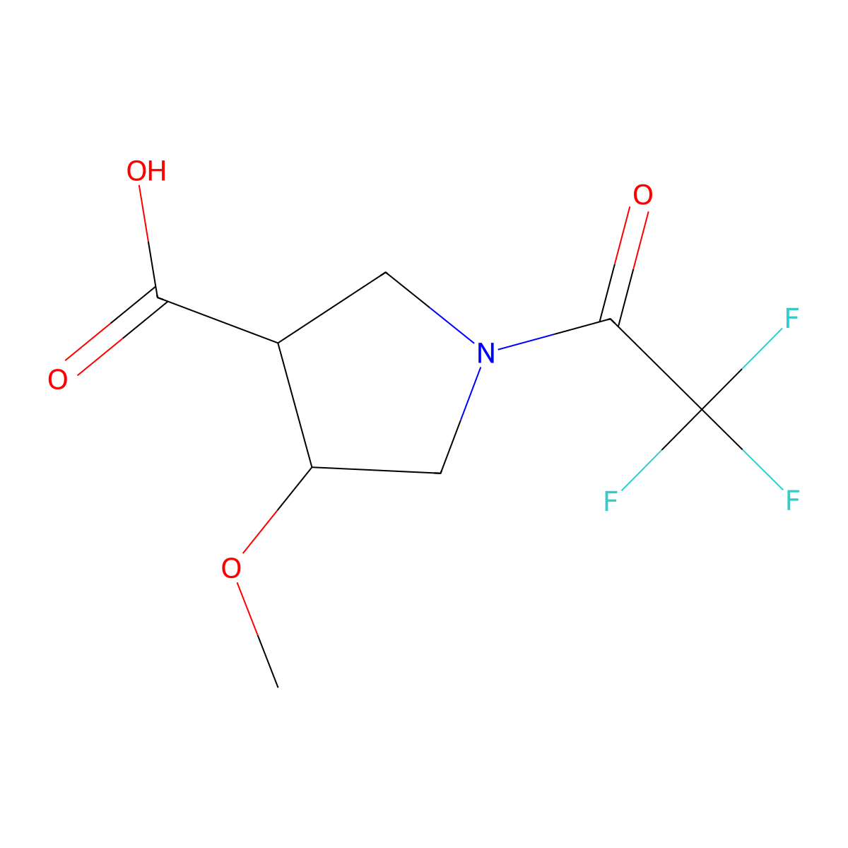 rac-(3R,4S)-4-methoxy-1-(2,2,2-trifluoroacetyl)pyrrolidine-3-carboxylic acid molecular structure, CAS 2870689-41-9