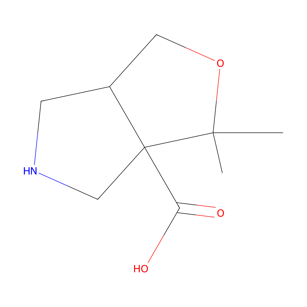 rac-(3aR,6aR)-3,3-dimethyl-hexahydro-1H-furo[3,4-c]pyrrole-3a-carboxylic acid molecular structure, CAS 2870689-47-5