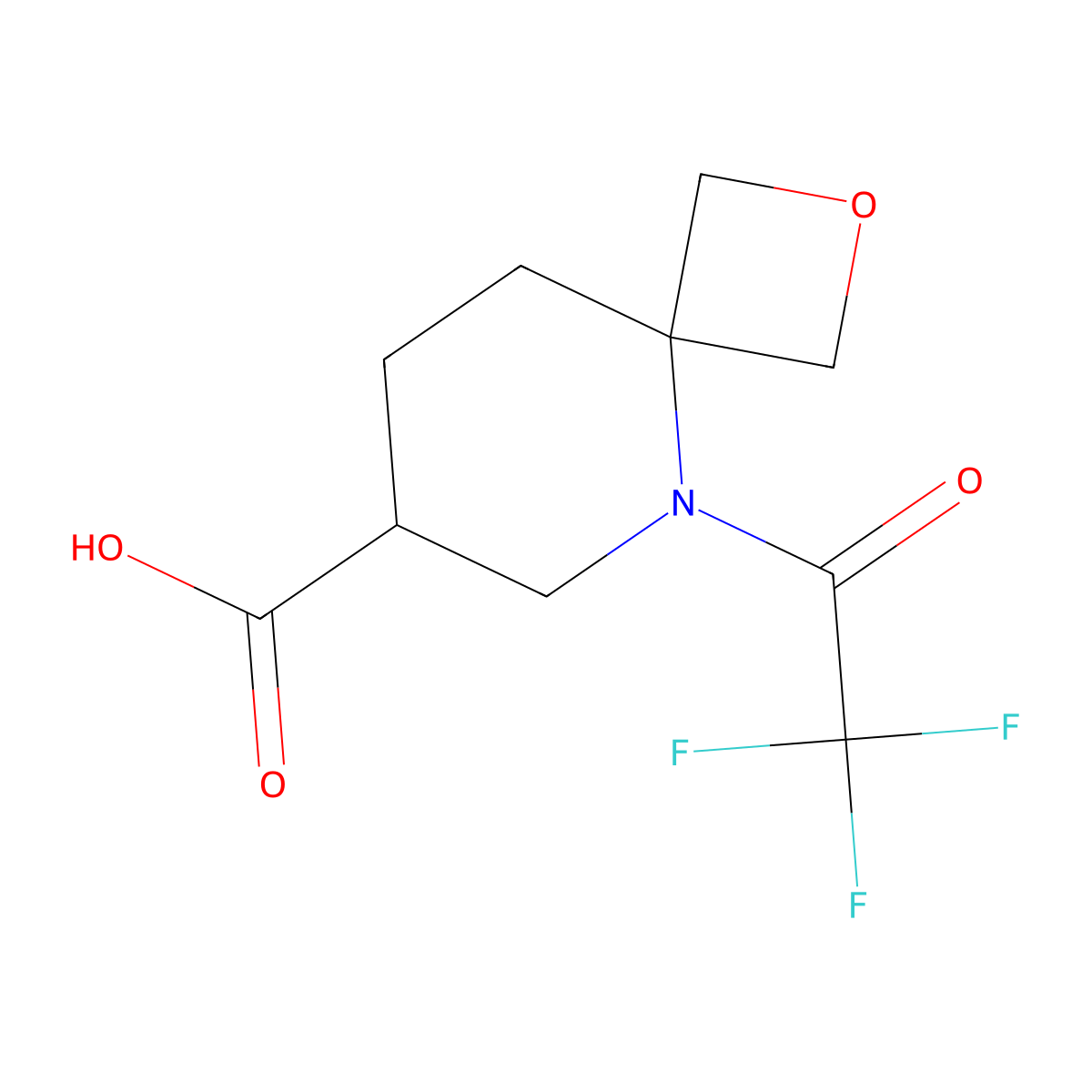 5-(2,2,2-Trifluoroacetyl)-2-oxa-5-azaspiro[3.5]nonane-7-carboxylic acid molecular structure, CAS 2870689-48-6